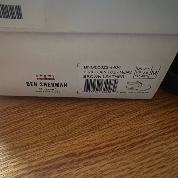 Ben Sherman Men's Birk Plain Toe Oxford Brown Leather - Size 7.5 - Picture 5 of 5